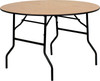 Round Wood Folding Banquet Table with Clear Coated Finished Top