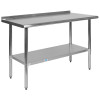 Stainless Steel 18 Gauge Work Table with 1-1/2" Backsplash and Undershelf - NSF Certified