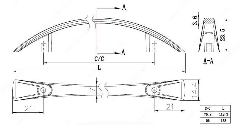 96mm CTC Modern Expression Bow Pull - Nickel RLU-BP82196180