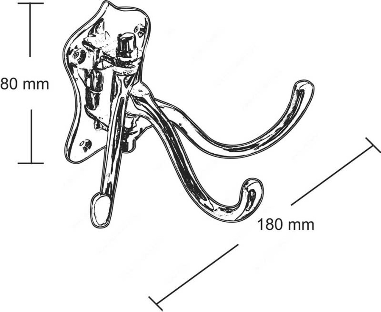 3-1/8 Heavy Duty Triple Swivel Hook - PVD Polished Brass DELH