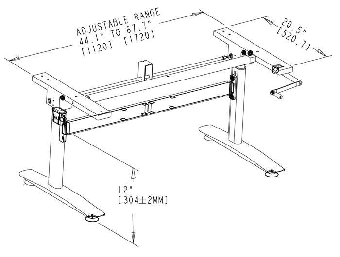 Hand Crank Height Adjustable Table Base 100X