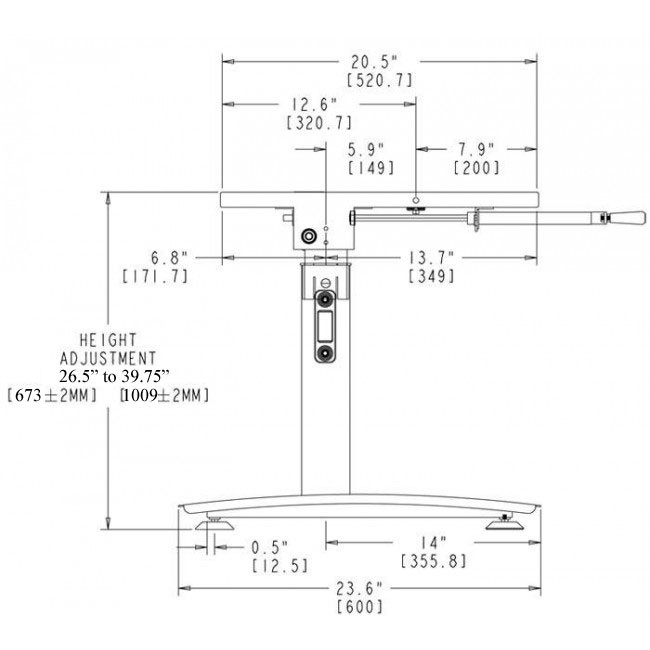 Hand Crank Height Adjustable Table Base 100X