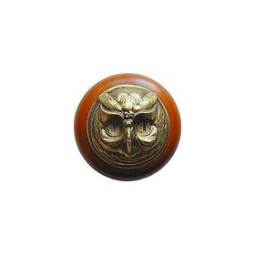 1-1/2" Dia. Wise Owl / Cherry Knob - Antique Brass