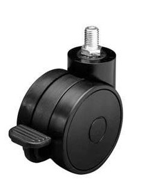 Caster, swivel, with brake, M10, steel, plastic, black/black, 60