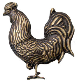 2" Rooster Left Facing Knob  - Antique Brass