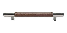 160mm CTC Zanzibar Brown Leather Pull - Polished Chrome