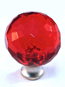 1-3/16" Dia. Round Red Crystal Knob