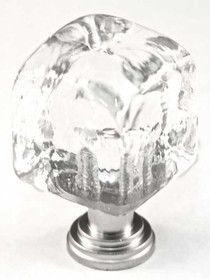 1" Square Small Clear Glass Cube Knob