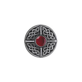 1-3/8" Dia. Celtic Jewel / Red Carnelian Knob - Antique Pewter