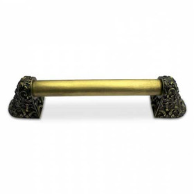 10" CTC Acanthus / Plain Bar Pull - Antique Brass