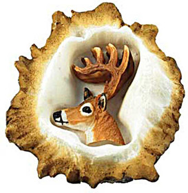 2-1/4" Deer Burr Knob With Whitetail Deer