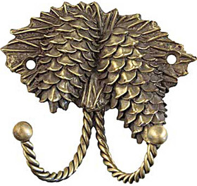 3" Pinecone Decorative Hook - Antique Brass