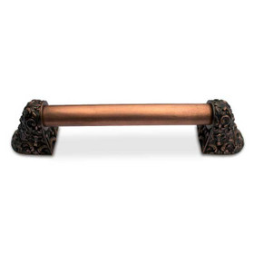 10" CTC Acanthus / Plain Bar Pull - Antique Copper