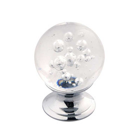 1-1/4" Dia. Gemstone Round Knob - Glass with Chrome