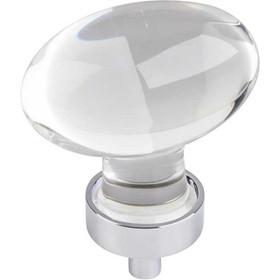 1-5/8" Harlow Glass Oval Knob - Polished Chrome