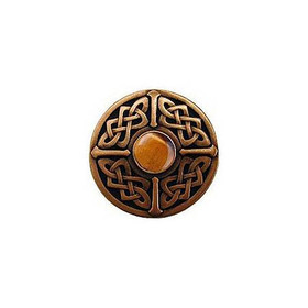 1-3/8" Dia. Celtic Jewel / Tiger Eye Knob - Antique Copper
