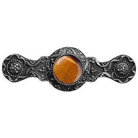 3" CTC Victorian Jewel / Tiger Eye Pull - Antique Pewter