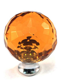 1-3/16" Dia. Round Amber Crystal Knob