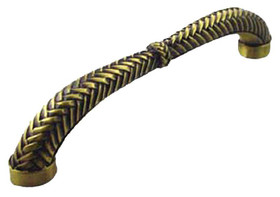 5" CTC Textured Equestrian Braid Pull - Antique Brass