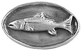 2" Oval Fish Mount Knob - Pewter