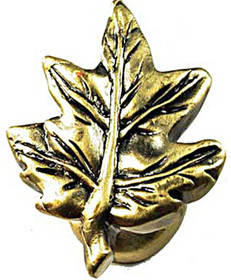 1-1/2" Maple Leaf Knob - Antique Brass