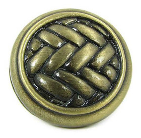 1-1/4" Dia. Round Harris Weave Knob - Antique Brass