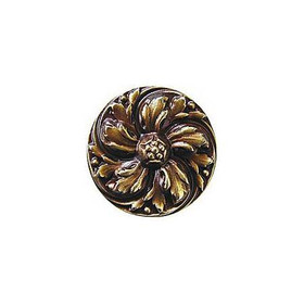 1-3/8" Dia. Chrysanthemum Knob - Antique Brass