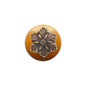 1-1/2" Dia. Opulent Flower / Maple Knob - Antique Brass