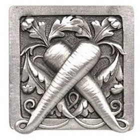 1-1/2" Square Leafy Carrot Knob - Antique Pewter