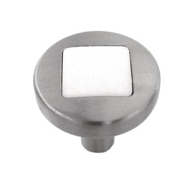 1" Dia. Loft Cabinet Knob - Satin Nickel With White Matte