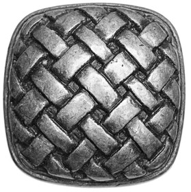 1-1/4" Square Basket Weave Knob - Pewter