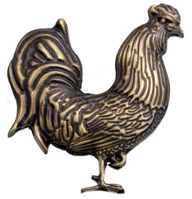 2" Rooster Right Facing Knob - Antique Brass