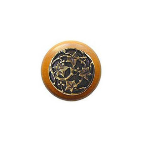 1-1/2" Dia. Ivy with Berries / Maple Knob - Antique Brass