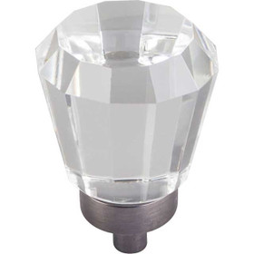 1" Harlow Glass Tapered Knob - Brushed Pewter