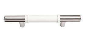 3" CTC Zanzibar White Leather Pull - Polished Chrome