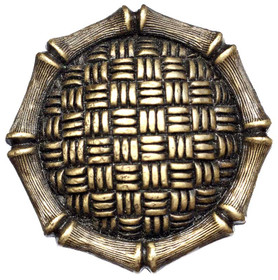 1-1/2" Dia. Textured Woven Strands and Bamboo Knob - Antique Brass