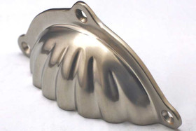 96mm CTC Scalloped Solid Brass Bin Pull - Pewter