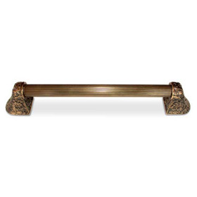 12" CTC Florid Leaves / Fluted Bar Pull - Antique Brass