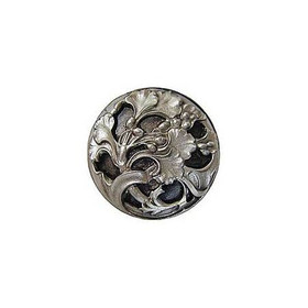 1-3/8" Dia. Florid Leaves Knob - Satin Nickel