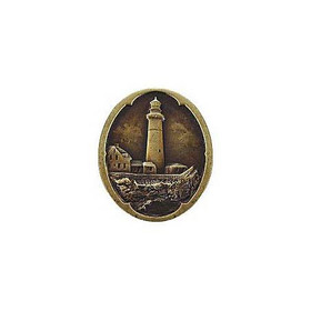 1-1/2" Oval Guiding Lighthouse Knob - Antique Brass