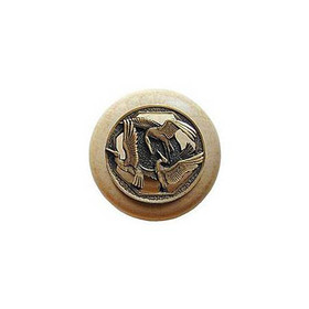 1-1/2" Dia. Crane Dance / Natural Knob - Antique Brass