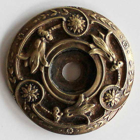 1-5/16" Dia. Jeweled Lily Backplate - Antique Brass