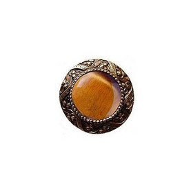 1-5/16" Dia. Victorian Jewel / Tiger Eye Knob - Antique Brass