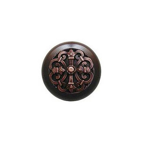 1-1/2" Dia. Chateau / Dark Walnut Knob - Antique Copper