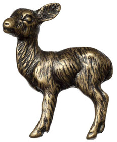 2" Baby Deer Knob - Antique Brass