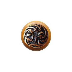 1-1/2" Dia. Tiger Lily / Maple Knob - Antique Copper