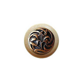 1-1/2" Dia. Tiger Lily / Natural Knob - Antique Copper