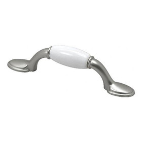 3" CTC Tranquility Cabinet Pull - Satin Nickel with White