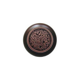 1-1/2" Dia. Saddleworth / Dark Walnut Knob - Antique Copper