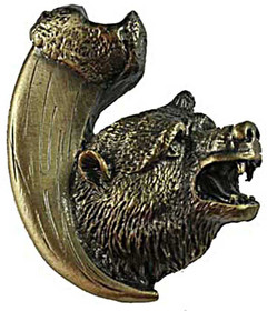 1-3/4" Bear with Claw Right Facing Knob - Antique Brass